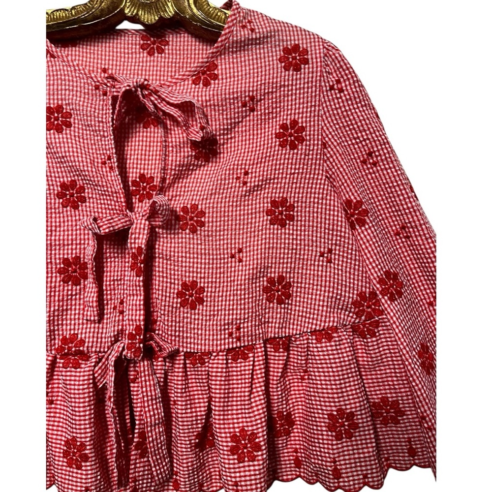 BOHO GIRL 💋💋 Red Cropped Shirt | Women’s Extra Large - Picture 6 of 8